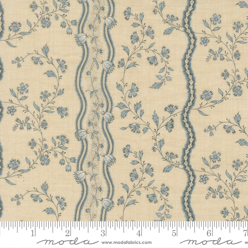 Fleur De Paris - Jonquille Stripes Floral in French Blue- French General