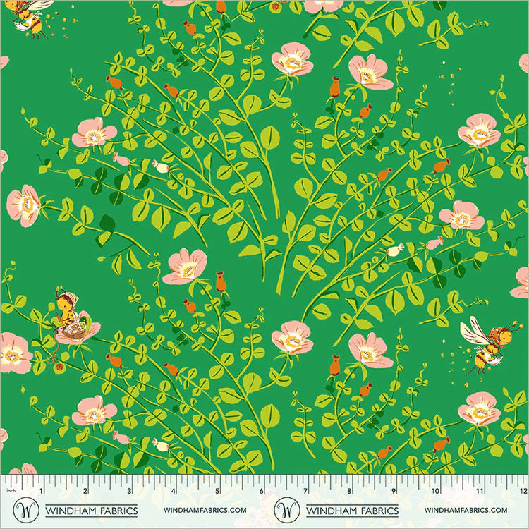 Heather Ross Favorites - Nanny Bee in Jade - Heather Ross