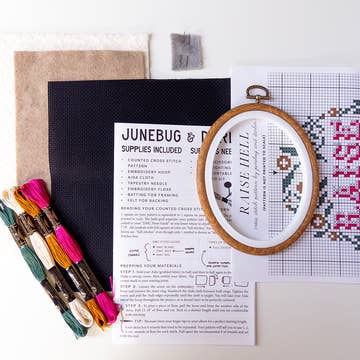 Raise Hell Cross-Stitch Kit - Junebug and Darlin