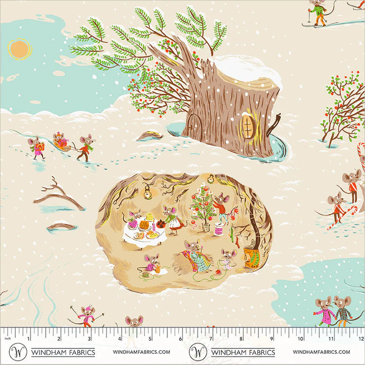 Heather Ross Favorites - Christmas Mice in Cream - Heather Ross