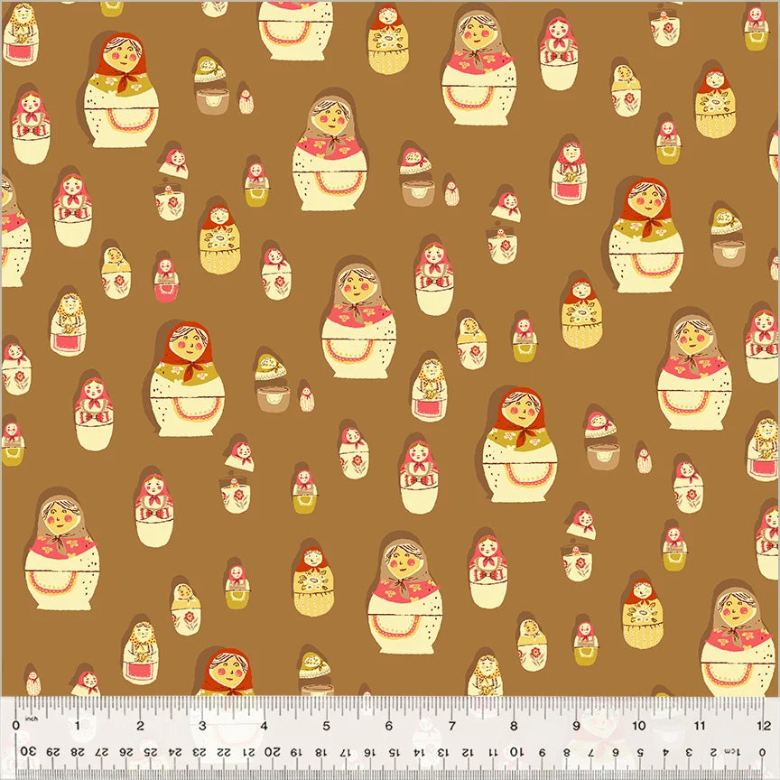 West Hill - Matryoshka Dolls in Brown - Heather Ross