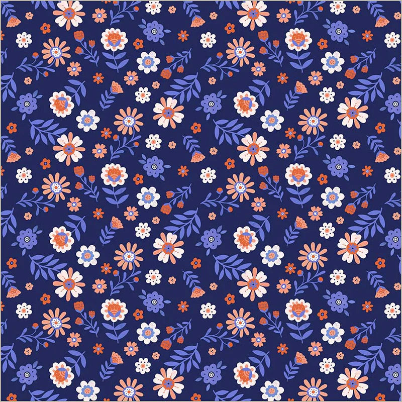 Folky Chicken - Folky Floral in Indigo - Natalie Briscoe