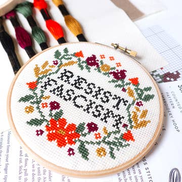 Resist Facism Cross-Stitch Kit - Junebug and Darlin
