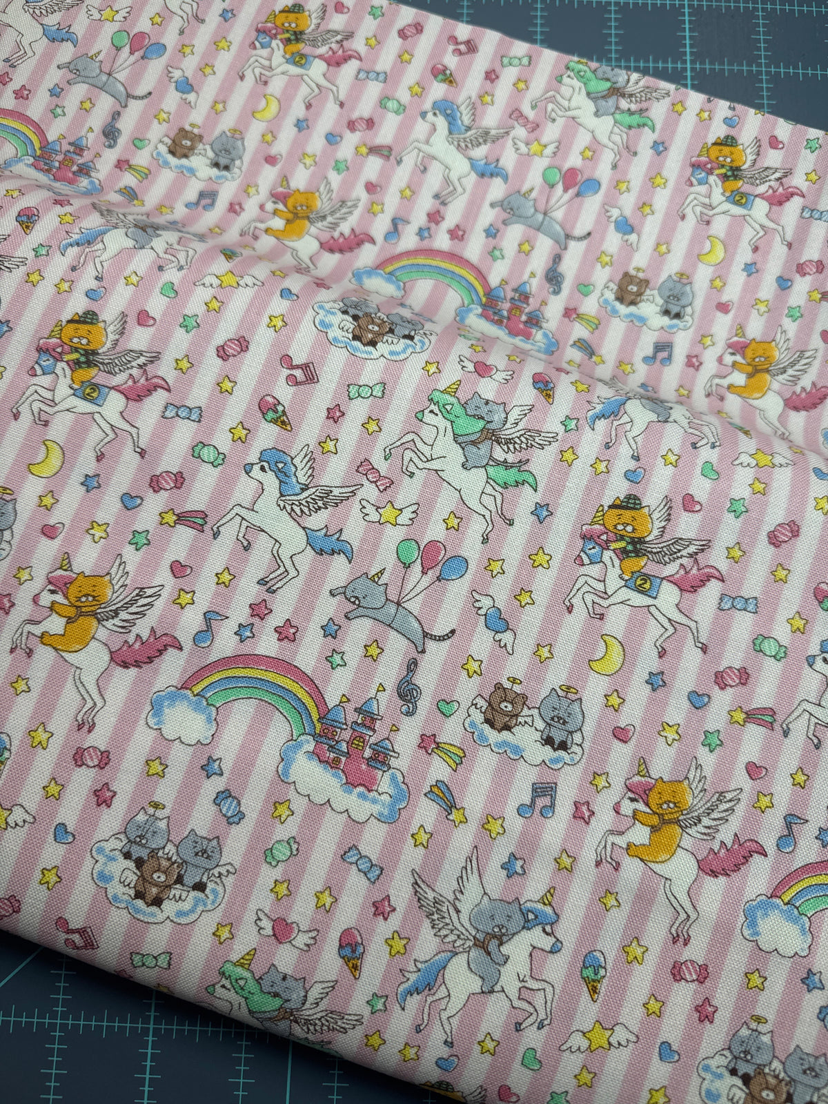 Kawaii Cats and Unicorns - Pink Stripe - Kobayashi