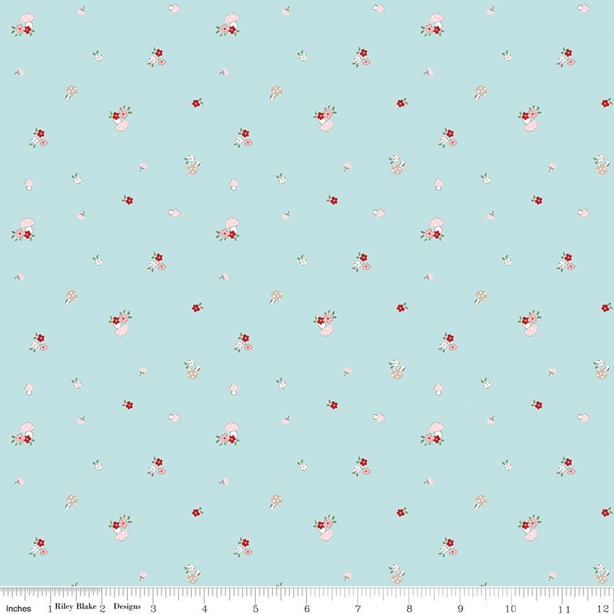Whimsical Woodland - Mushrooms Aqua - Tasha Noel
