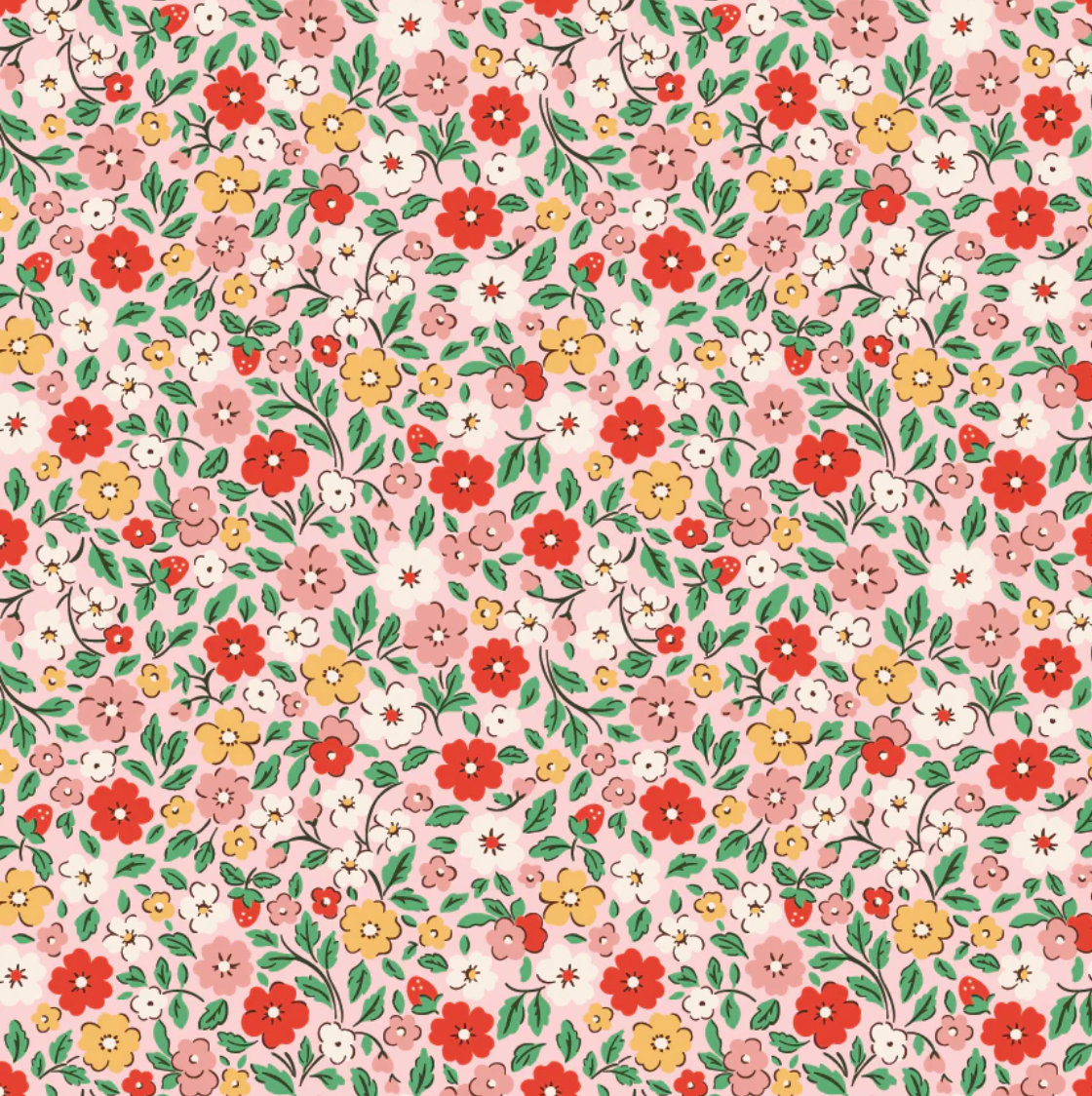 Country Flowers Pink, Farmhouse Fancy by Poppie Cotton