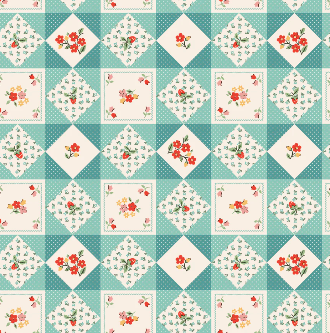 Farm Quilts Teal, Farmhouse Fancy by Poppie Cotton