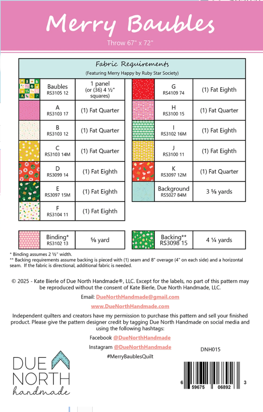 Merry Baubles Quilt Pattern by Due North Handmade