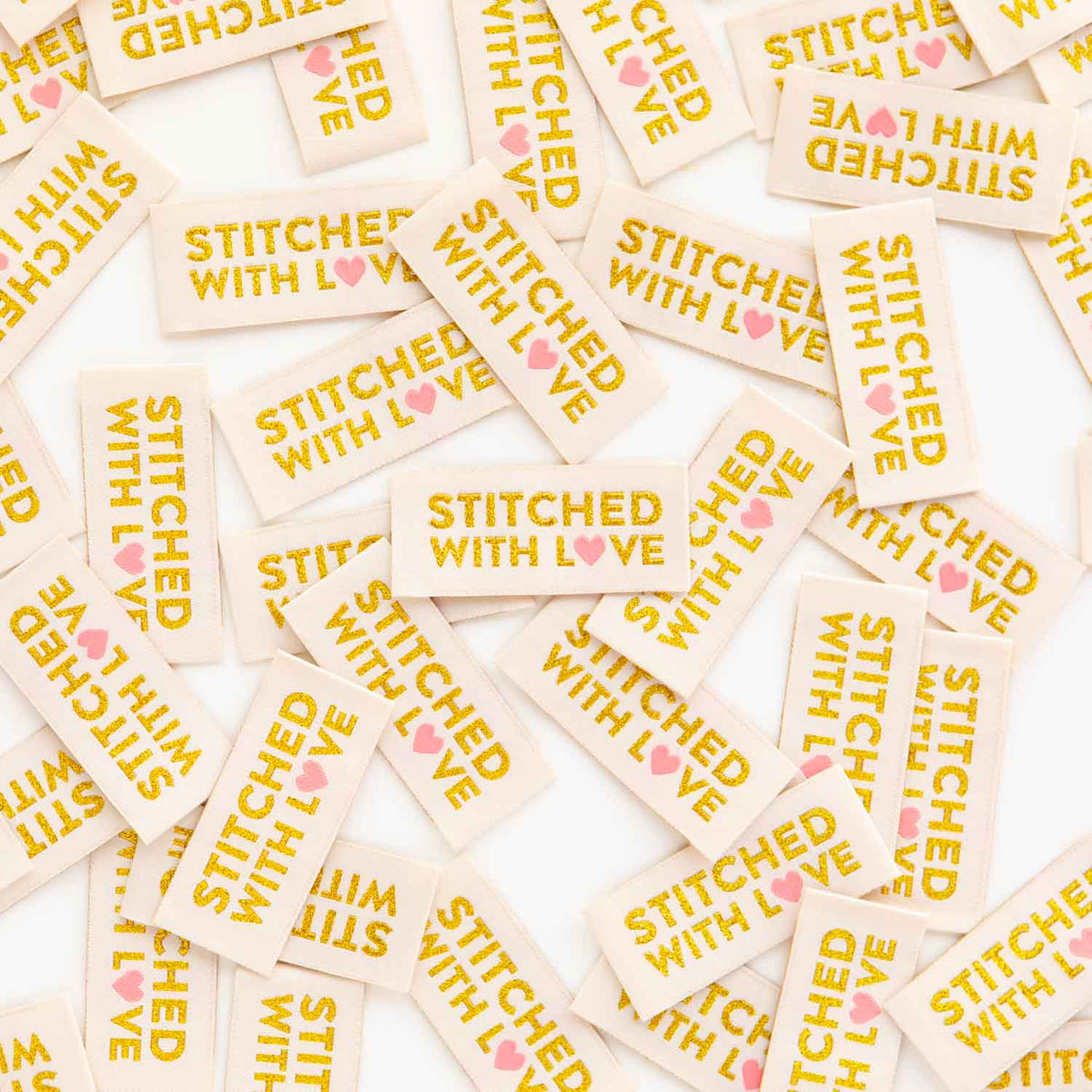 Stitched with Love Woven Sewing Labels - Sarah Hearts