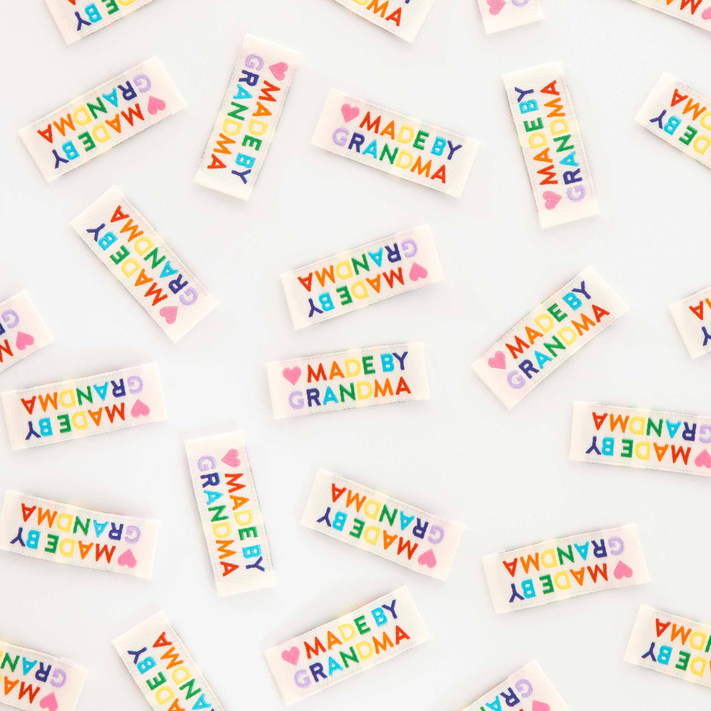 Made by Grandma Woven Sewing Labels Rainbo - Sarah Heartsw Colors