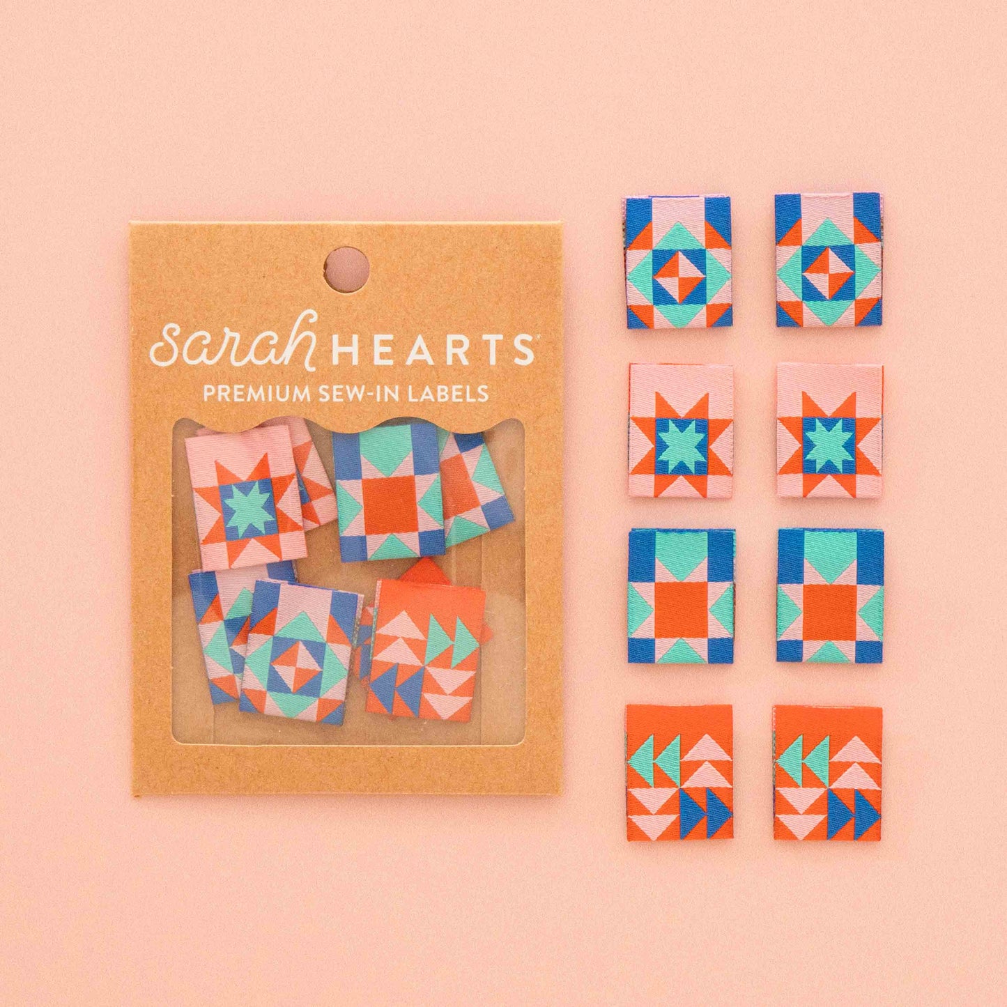 Summer Vibes Quilt Block Multipack Woven  - Sarah HeartsSewing Labels