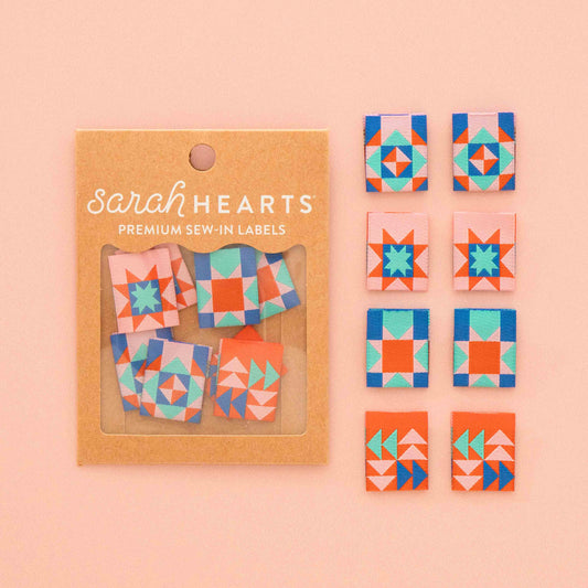 Summer Vibes Quilt Block Multipack Woven  - Sarah HeartsSewing Labels