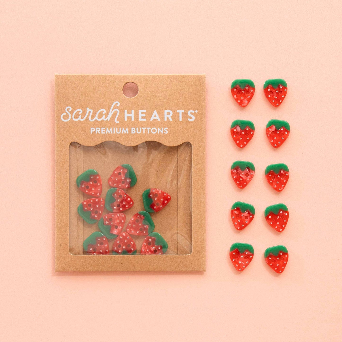 Strawberry Small 5/8" Buttons - Sarah Hearts