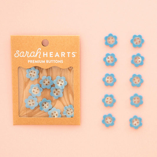 Blue Daisy Small 5/8" Buttons - Sarah Hearts