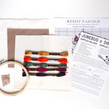 Resist Facism Cross-Stitch Kit - Junebug and Darlin