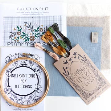 Fuck This Shit Cross-Stitch Kit - Junebug and Darlin