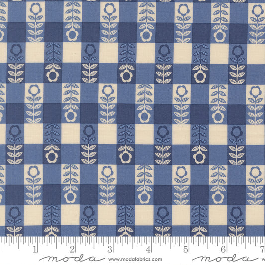 The Henhouse - Flower Plaid Gingham in Cobalt   - Gingiber