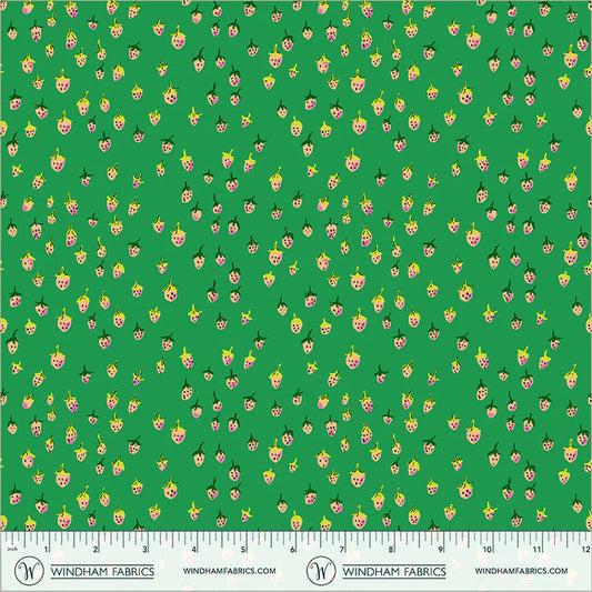 Heather Ross Favorites - Field Strawberries in Jade - Heather Ross