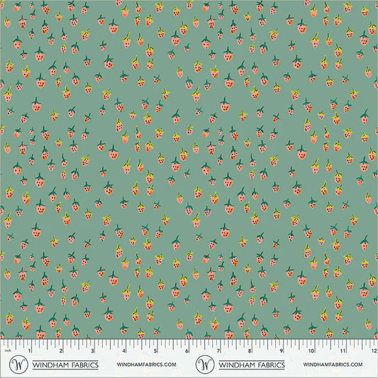 Heather Ross Favorites - Field Strawberries in Teal - Heather Ross