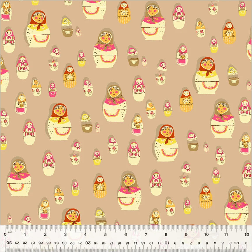 West Hill - Matryoshka Dolls in Warm Tan - Heather Ross