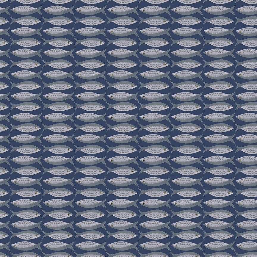 Villa Sol - Little Fishies in Navy - Monaluna
