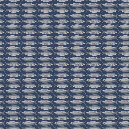 Villa Sol - Little Fishies in Navy - Monaluna