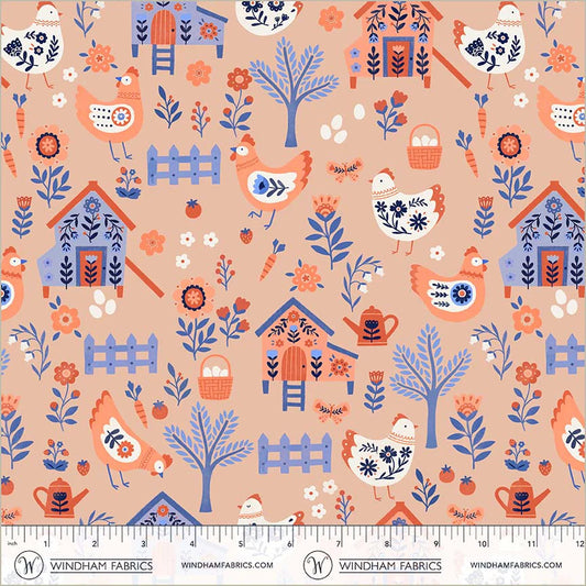 Folky Chicken - Chicken Co-op in Peach - Natalie Briscoe