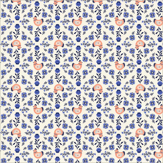 Folky Chicken - Chicks in a Row in Cream - Natalie Briscoe