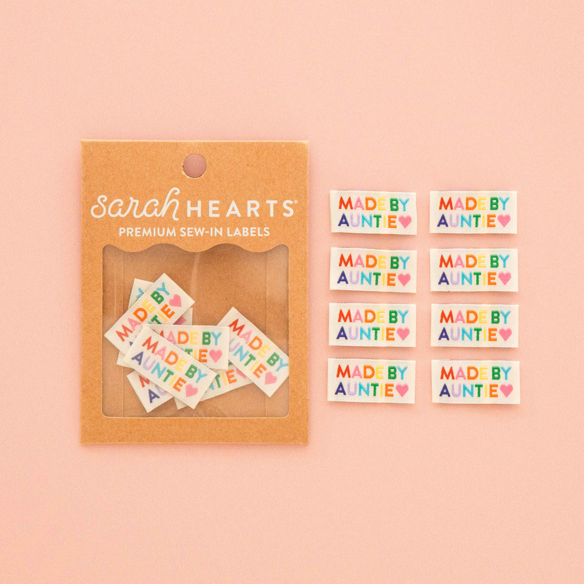 Made by Auntie Woven Sewing Labels Rainbow C - Sarah Heartsolors