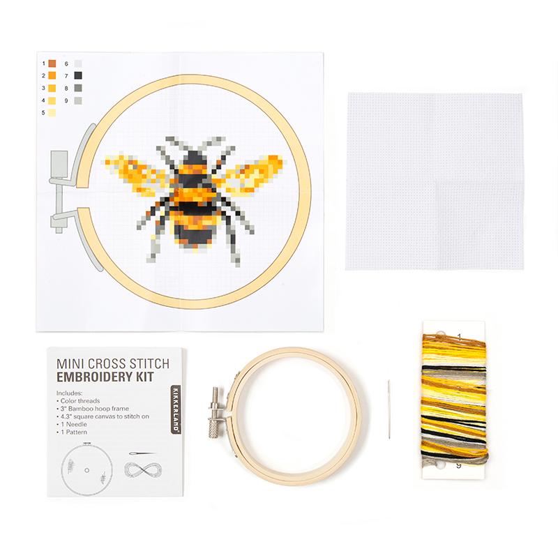 Bee Mini Cross-Stitch Kit - Kikkerland