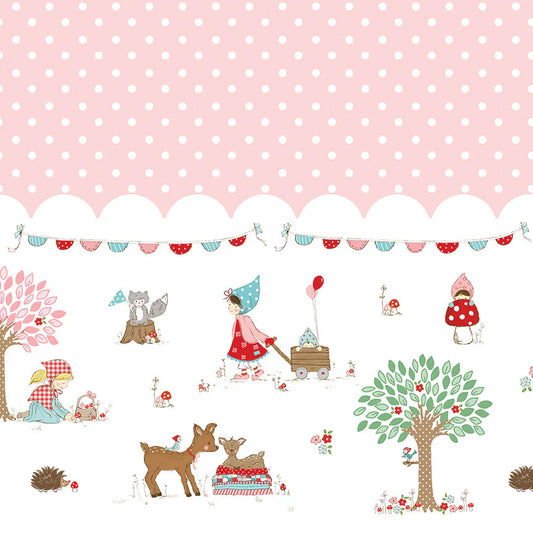 Whimsical Woodland - Border Print in Pink - Tasha Noel