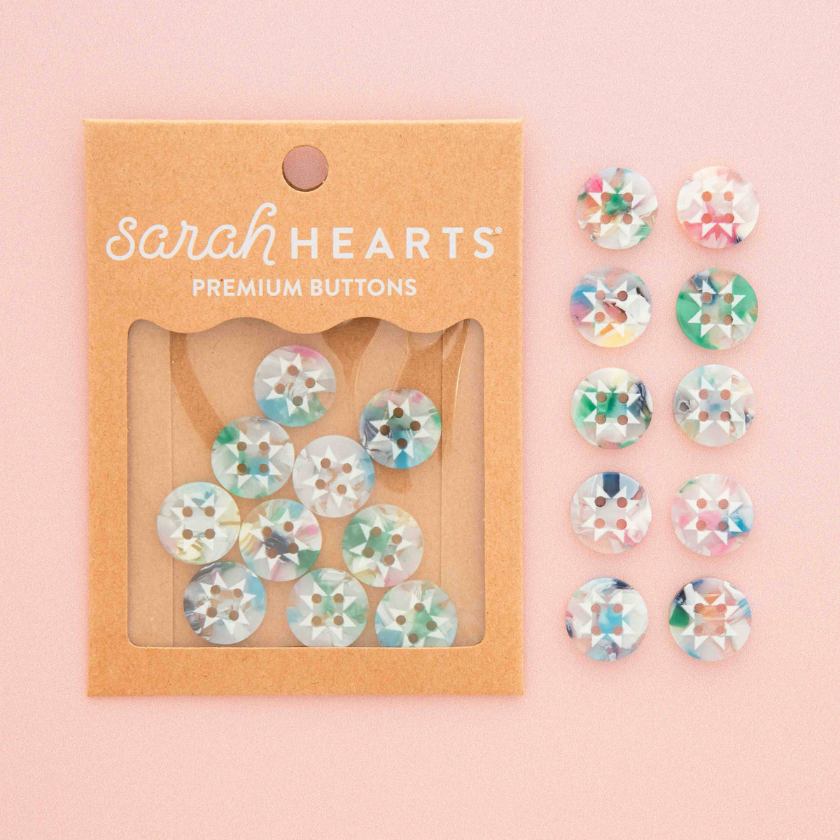 Small Confetti Quilt Star Buttons - Sarah Hearts