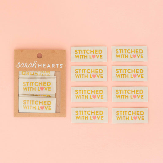 Stitched with Love Woven Sewing Labels - Sarah Hearts