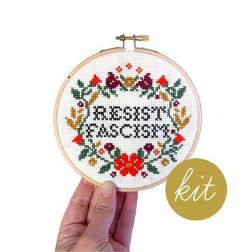 Resist Facism Cross-Stitch Kit - Junebug and Darlin
