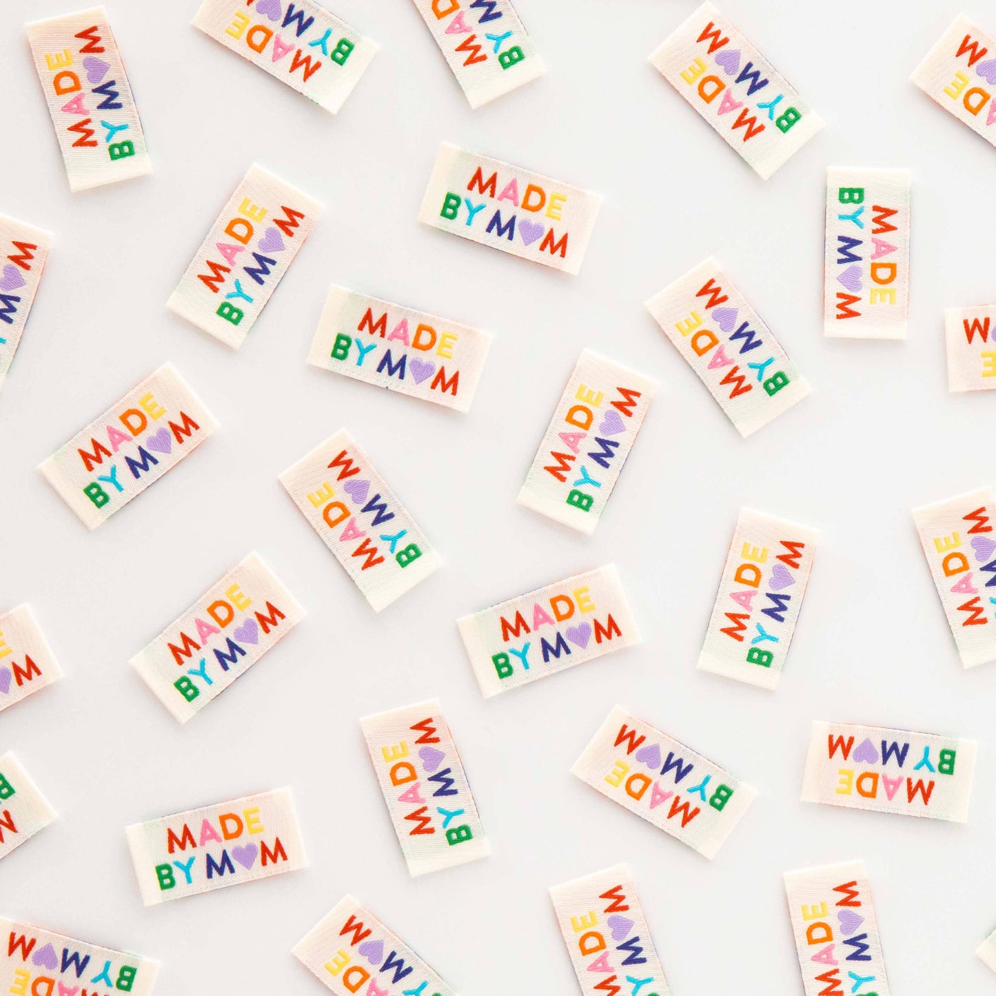 Made by Mom Woven Sewing Labels Rainbow Colo - Sarah Heartsrs