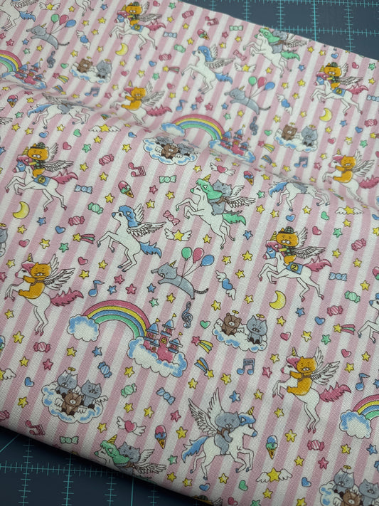 Kawaii Cats and Unicorns - Pink Stripe - Kobayashi