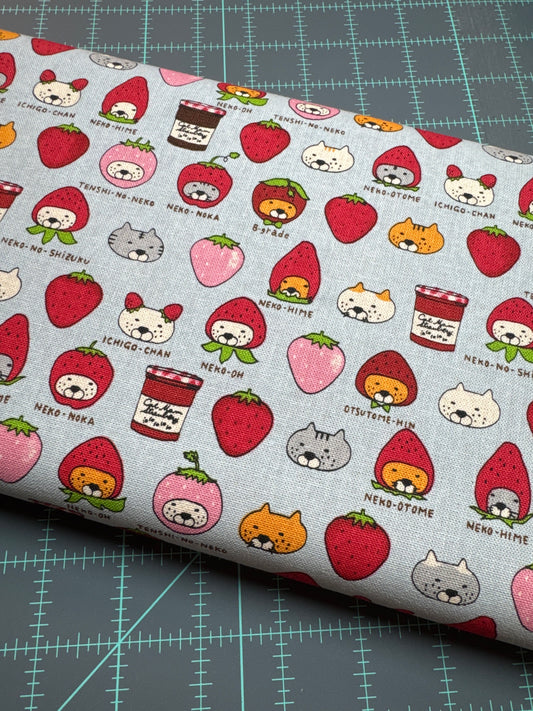 Cartoon Cats with fruit hats - Blue - Coco