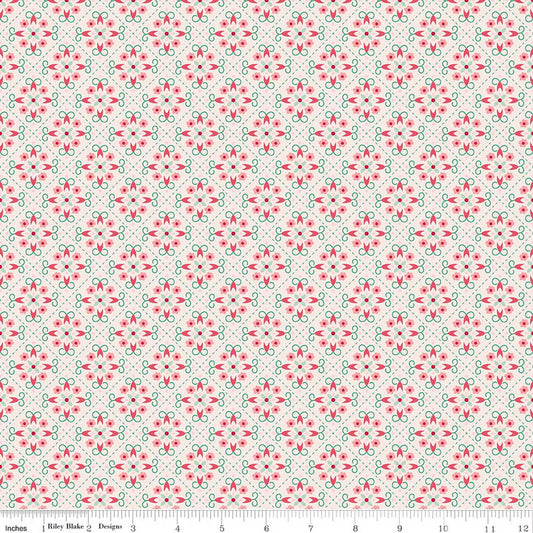 Berry & Sage - Wallpaper in Latte - Lori Holt