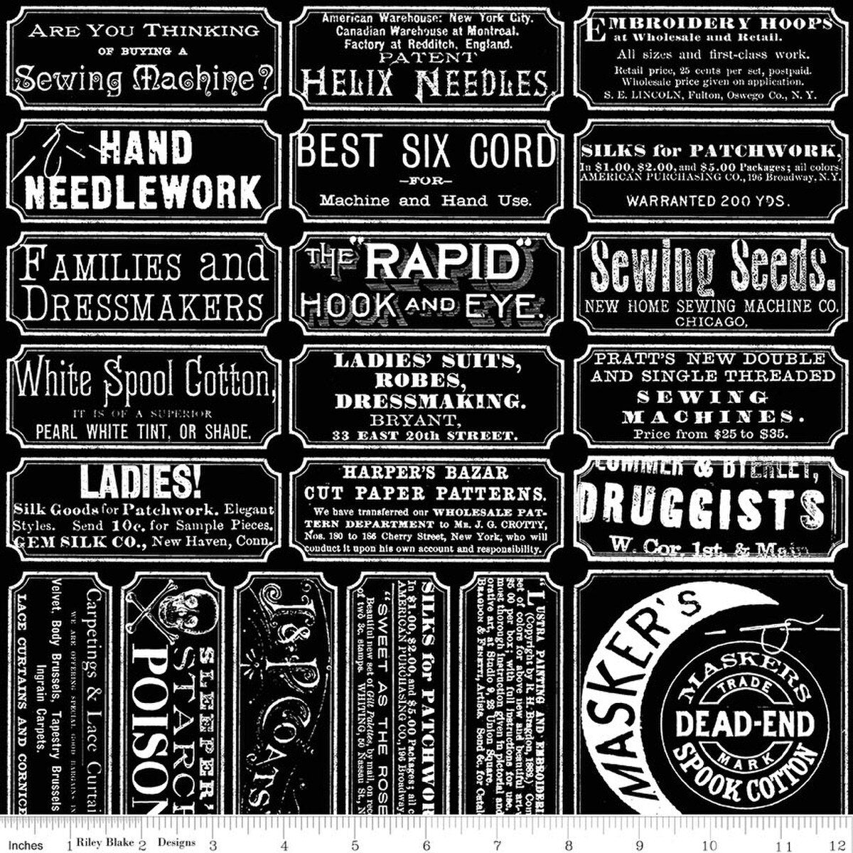 Scary Scraps - Scary Sew Labels in Black - J. Wecker Frisch