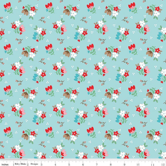 Whimsical Woodland - Floral Aqua - Tasha Noel