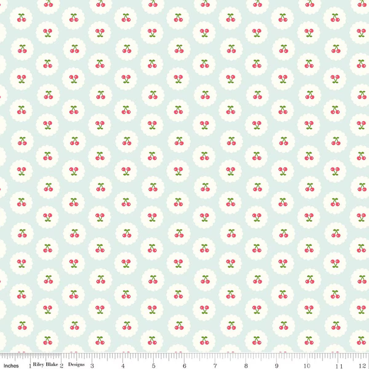 Cotton Nook - Cherries in Bleached Denim - Minki Kim
