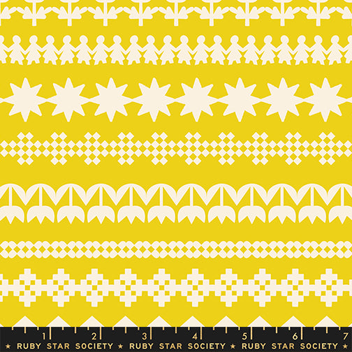 Paper Cuts 2 - Paper Cuttings Novelty Stripes Shapes Knit in Starfruit - Ruby Star