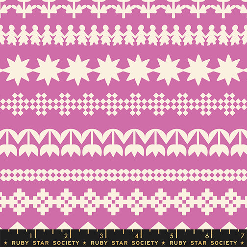 Paper Cuts 2 - Paper Cuttings Novelty Stripes Shapes Knit in Heliotrope - Ruby Star