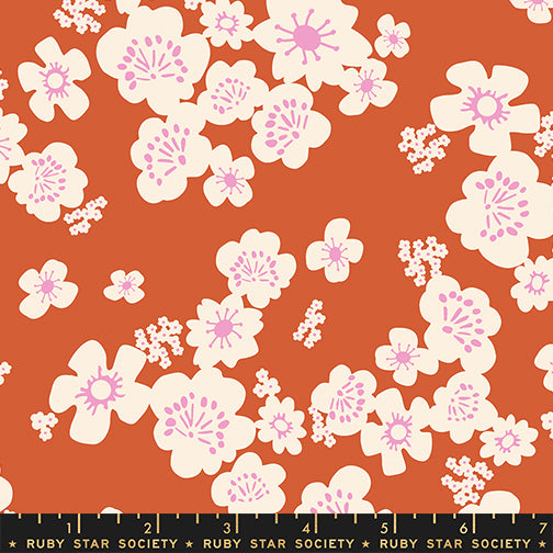 Paper Cuts 2 - Hana Florals Retro Hawaiian in Persimmon - Ruby Star