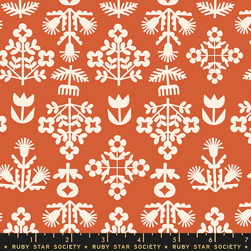 Paper Cuts 2 - Fresh Cut Flowers Florals Folk in Persimmon - Ruby Star
