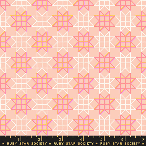 Paper Cuts 2 - Paper Star Patchwork Geometric in Peach Puff - Ruby Star
