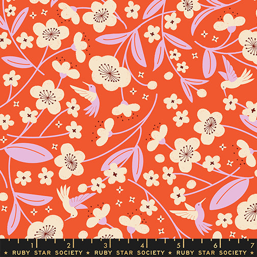 Persimmon - Persimmon Blossoms in Warm Red - Rashida Coleman Hale