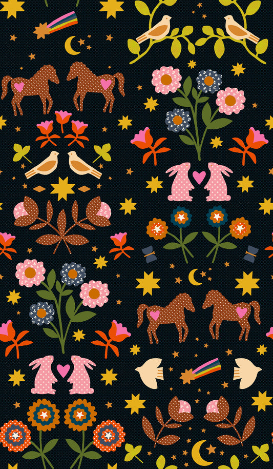 Mystic Fable - Novelty Applique in Soft Black - Alexia Marcelle Abegg of Ruby Star Society
