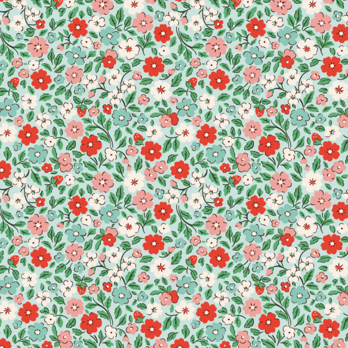 Country Flowers Teal, Farmhouse Fancy by Poppie Cotton