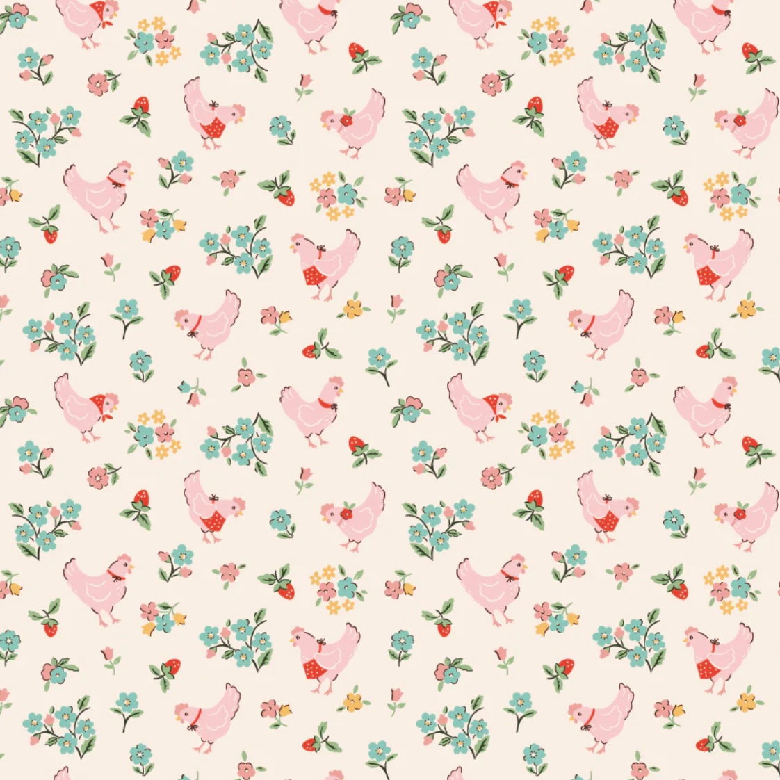 Spring Chicken Natural, Farmhouse Fancy by Poppie Cotton